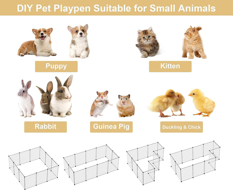 Transparent Pet Playpen for Small Animals - Puppy Bunny Guinea Pigs  More