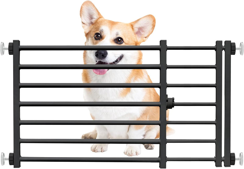 Metal Short Dog Gate - Expandable  Adjustable Pressure-Mounted Small-Dog Gate for Stairs  Doorways