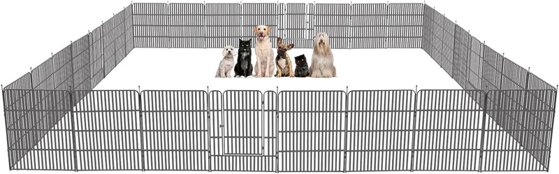 Metal Dog Playpen 8 Panel Exercise Pen for SmallMedium Dogs - 32 Height Door OutdoorIndoor Black