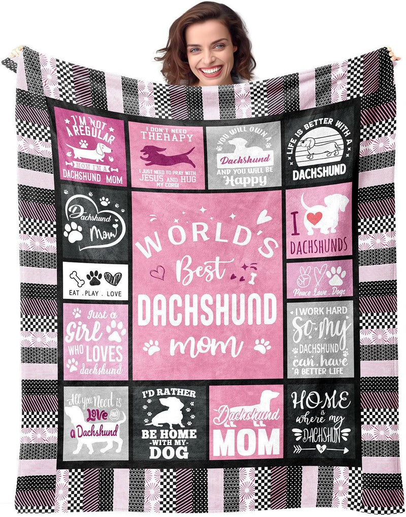 Worlds Best Dog Mom Blanket - 50x60 Fun Dog Lover Gift for Womens Birthday