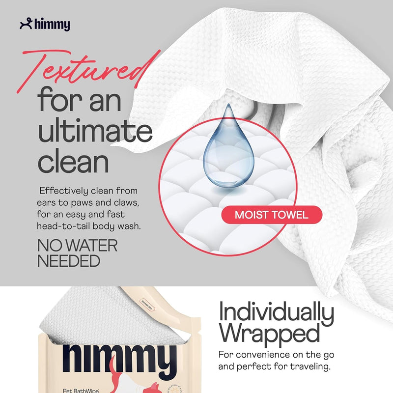 Himmy XL Pet Wipes for Dogs and Cats – 18” X 30” Bath Wipes for Cleaning, Deodorizing, Conditioning, Anti-Itch Grooming, Wet Dog Wipes for Paws, Butt, Ear, Eye, Face Whole Body Lavender