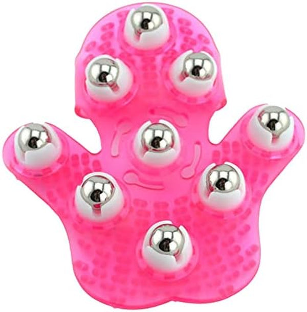 Kioer Deep Tissue Massage Roller Glove for Neck, Chest, Foot, Hamstrings, Thighs, and Full Body Care 9 360-degree-roller Metal Ball Beauty Care(Pink) (Pink)
