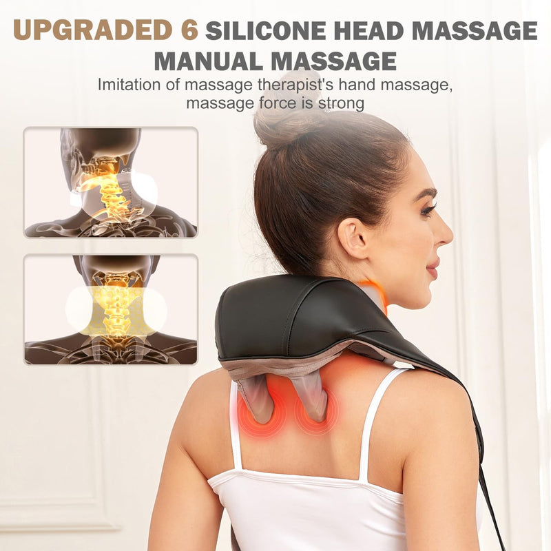 AIRSIDUN Shiatsu Neck Massager with Heat, 5D Kneading Electric Massager for Neck and Shoulder, Shiatsu Neck and Shoulder Massager for Pain Relief Deep Tissue for Home Office Gifts for Mom Dad