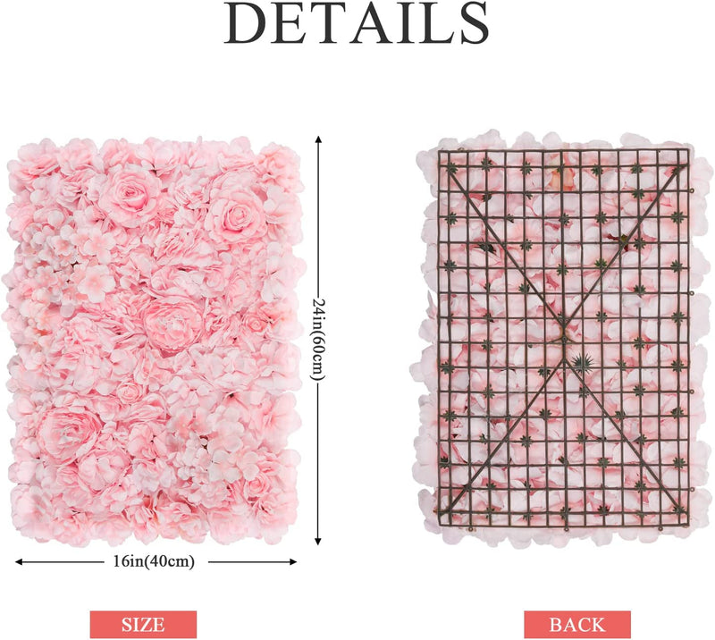 Silk Rose Flower Panels - 2 Pack Pink 16x24 inches for Weddings Backdrops and Decorations