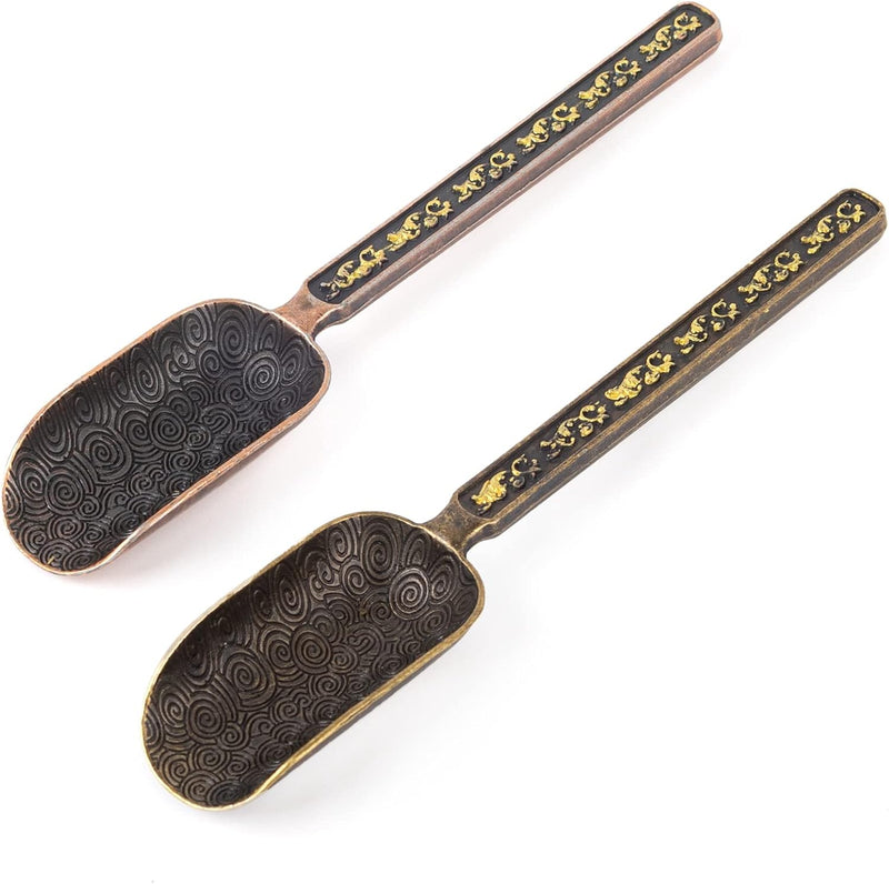 AUEAR, 2 Pack Vintage Loose Leaf Tea Scoops Coffee Scooper Copper Metal Measuring Shovel Spoons