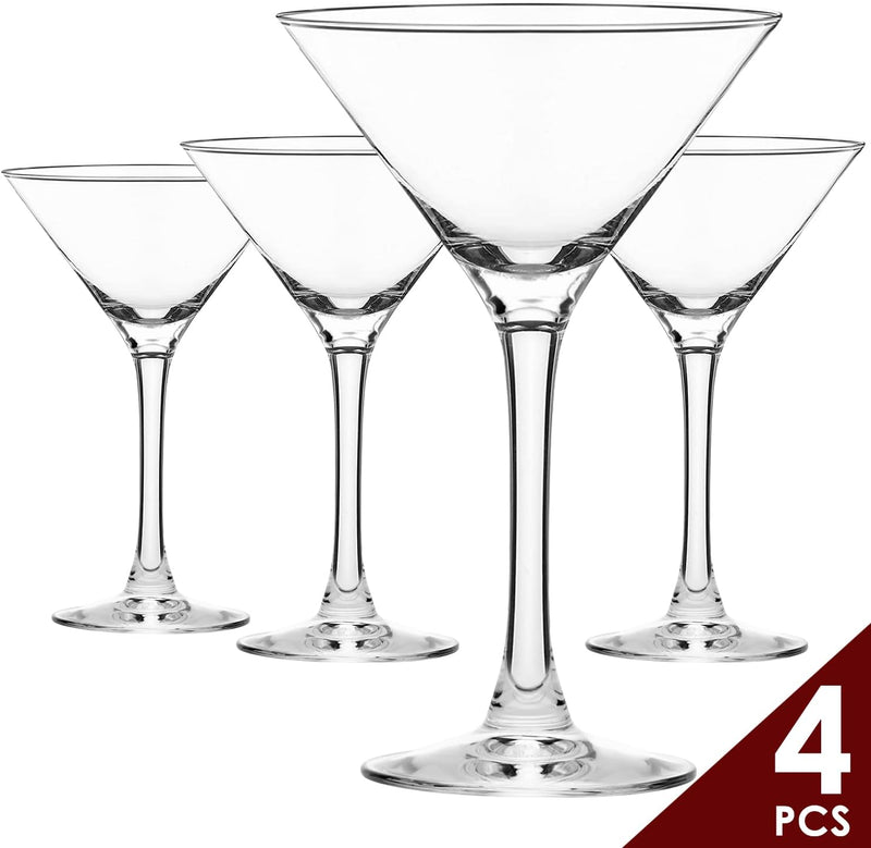 Chouggo Martini Glasses Set of 4, Hand Blown Premium Crystal Cocktail Glasses, for Bar, Martini, Cosmopolitan, Manhattan, Gimlet, Pisco Sour - 9Oz, Clear