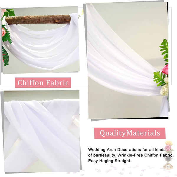 Chiffon Wedding Arch Drapes - 2 Panel 30 x 20ft Backdrop Curtain Set for Ceremony Decor White 28x19ft