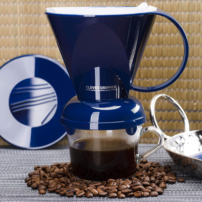 Clever Coffee Dripper and Filters, Large 18 oz (Royal Blue)| Barista's Choice| Safe BPA Free Plastic|Includes 100 Filters