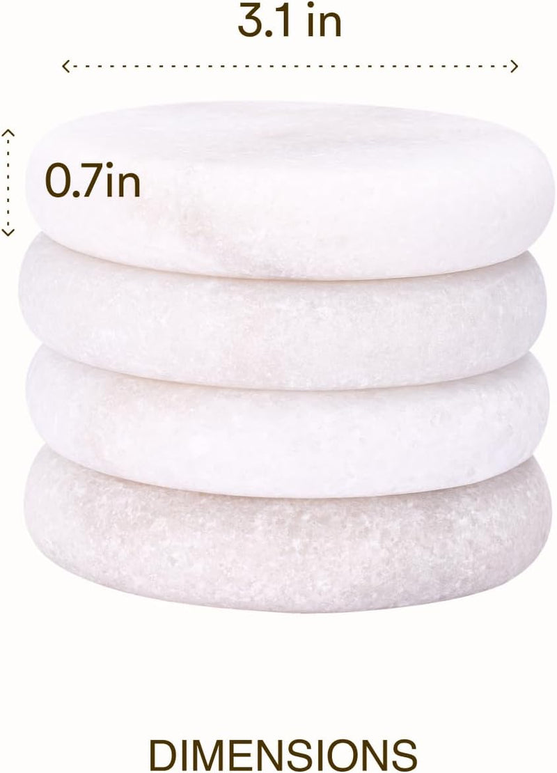 PURAVA Marble Stone Therapy Set - 4-Piece Cold Massage Stones for Neck Cooling, Facials, and Home Spa - White Round Oval Hot Rocks Kit for Relaxation and Pain Relief