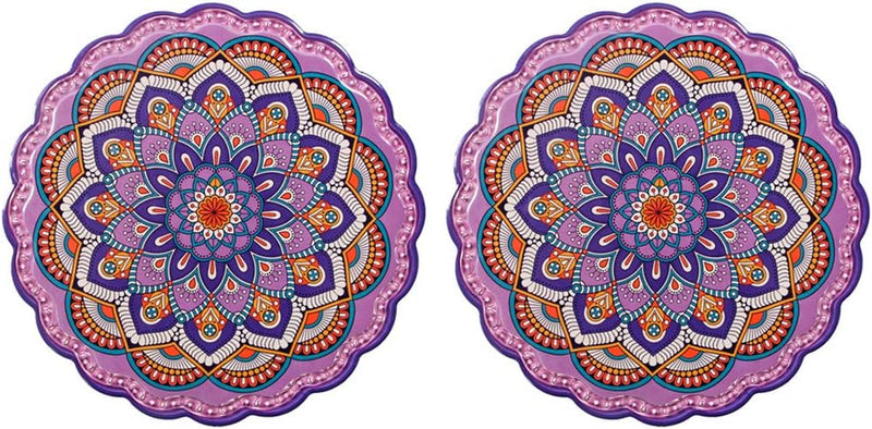 Arly Wipeable Hardboard Blue Trivets Mat for Heat Pot, Decor Cork Backed Insulation Pads with Mandala Style,Round 7.7 Inch Set of 2