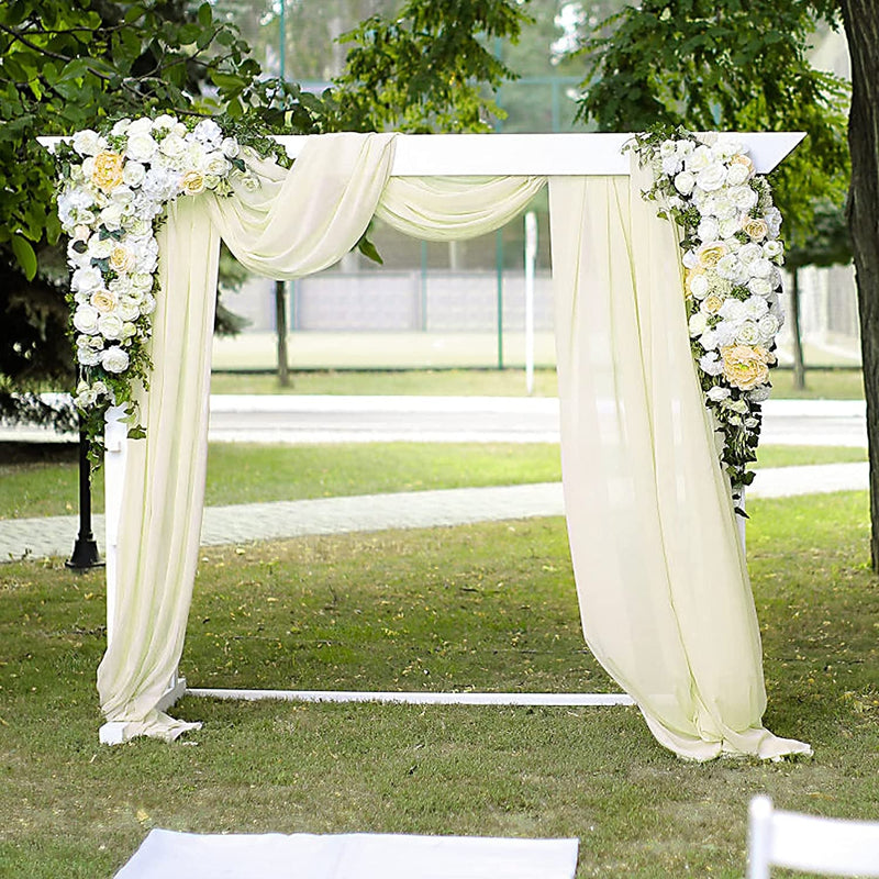 Ivory Sheer Wedding Arch Drape - 18Ft Chiffon Fabric Backdrop Panel