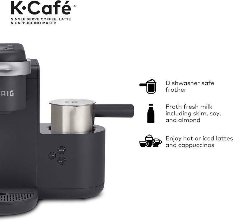 Keurig K-Cafe Single Serve K-Cup Coffee, Latte and Cappuccino Maker, Dark Charcoal