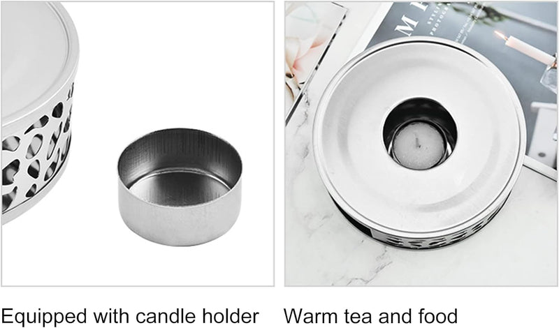 Teapot Warmer, Ventilation Hole Designwarmer Base for Coffee and Milk Tea Warmer Stainless Steel Teapot Heater Holder Tealight Holder for Teapot (Irregular Hole)