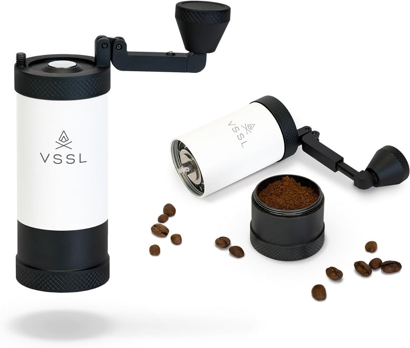 VSSL Java Coffee Grinder, Manual Coffee Grinder with Stainless Steel Conical Burr for Camping and Travel, Fine to Course Grinding for AeroPress, Drip Coffee, French Press and Pour Over Coffee, Black