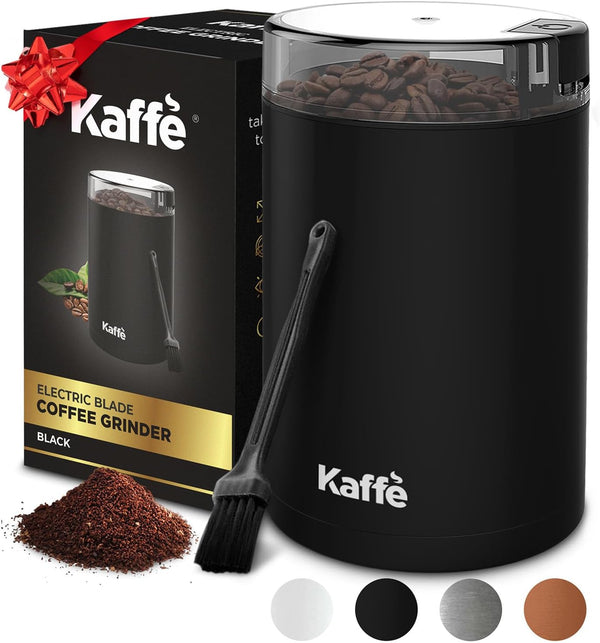 Kaffe Electric Coffee Bean Grinder w/Cleaning Brush. Easy On/Off Operation for Espresso, Cold Brew, Herbs, Spices, Nuts. (14 Cup / 3.5oz) Black
