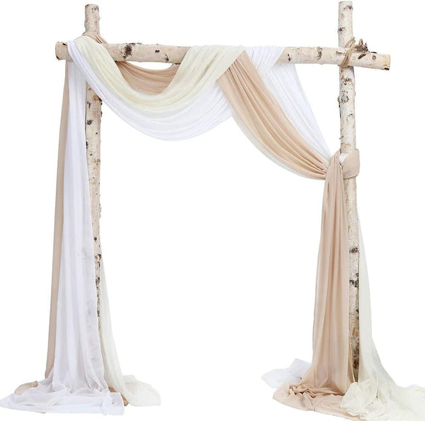 Wedding Arch Drapes with Chiffon Fabric - Party Backdrop Curtain Panels 27x216in IvoryWhiteNude