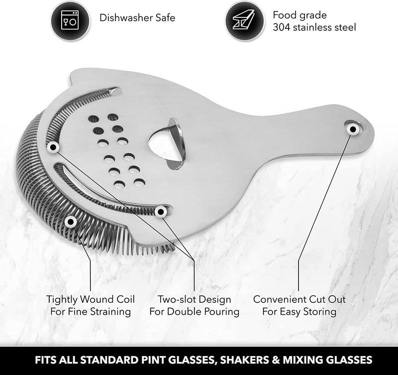 The Art of Craft Hawthorne Strainer: Stainless Steel Cocktail Strainer for Home Bar and Professional Bartenders