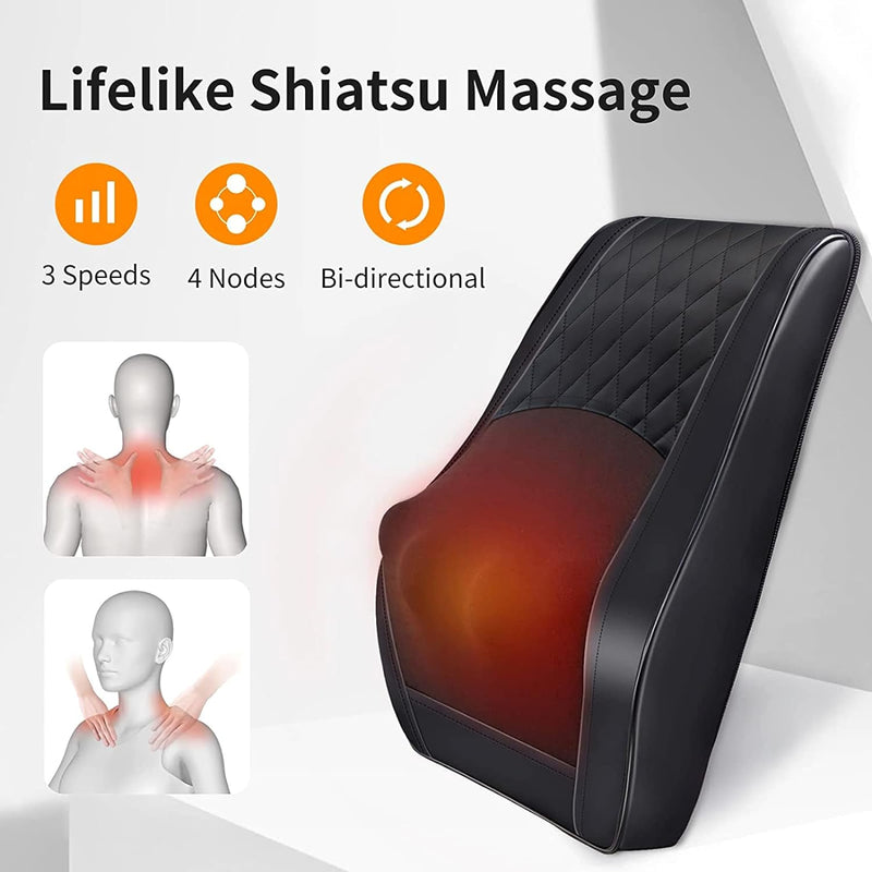 Boriwat Massager with Heat, 3D Kneading Massage Pillow for Neck, Shoulder, Leg Pain Relief, Gifts for Men Women Mom Dad, Stress Relax at Home Office and Car