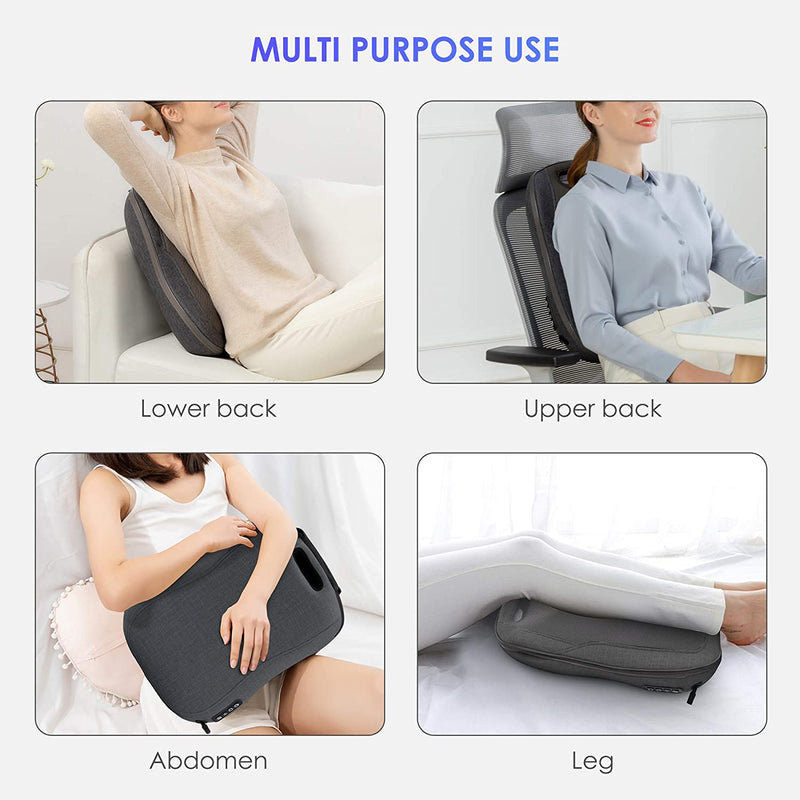 COMFIER Cordless Back Massager with Heat - Rechargeable Chair Massager, Shiatsu Massage Chair Pad with Adjustable Intensity,Portable Massage Cushion, Ideal Gifts for Men/Women