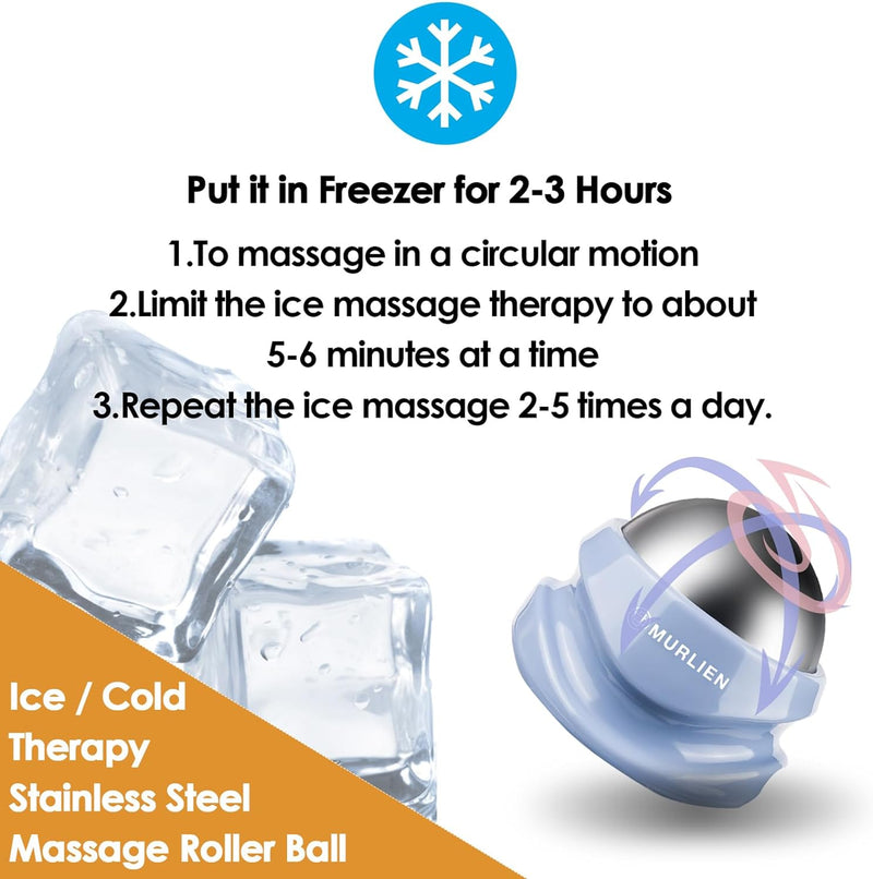 MURLIEN Ice Therapy Massage Roller Ball, Manual Massager for Trigger Point, Deep Tissue Massage, Alleviating Muscle Tension and Pain Relief, Suitable for Neck, Back, Shoulders, Arms, Legs, Thighs etc.