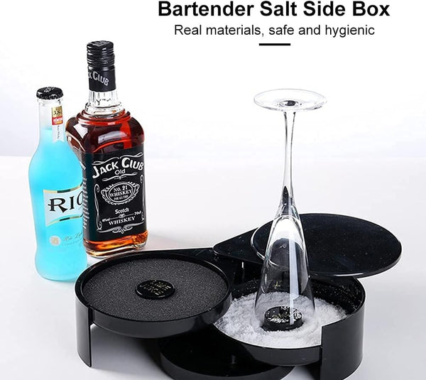 Dualshine 3-Tier Bar Juice Cocktail Seasoning Box Rimmers Bartender Tool Jewelry Storage Box Sugar Salt Rimmer for Bar Party