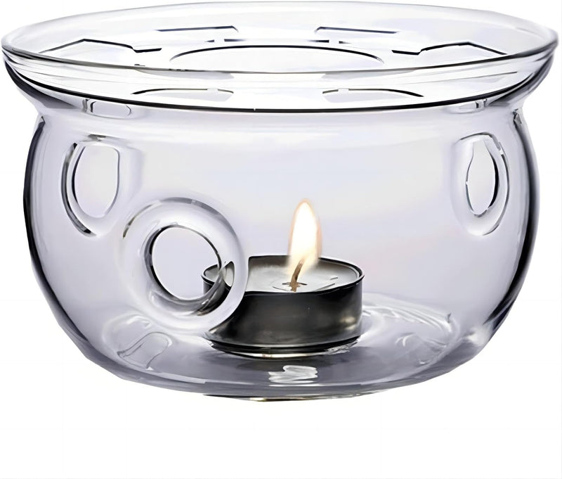 Glass Teapot Warmer, High Heat Resistant Borosilicate Glass Tea Light Warmer, 6 Inches, Candles not Included