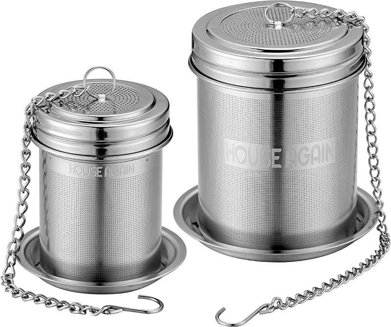 House Again 2 Pack Tea Infuser, Extra Fine Mesh Tea Infusers for Loose Tea, 18/8 Stainless Steel Tea Strainer with Extended Chain Hook, Tea Steeper for Brew Tea, Spices & Seasonings