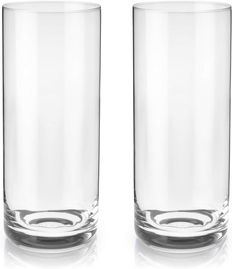 Viski Crystal Highball Tumblers Set of 2 - Premium Crystal Drinking Glasses, Fancy High ball Tall Cocktail Glassware Gift Set, 16 oz