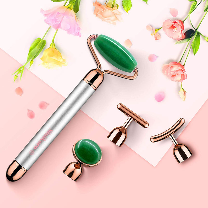 Sinikoro Face Roller Natural Jade Roller for Face - 4 in 1 Facial Beauty Roller Skin Care Tools, Facial Roller Massager for Face, Eyes, Neck, Body Muscle Relaxing