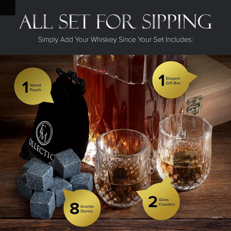 EMCOLLECTION Whiskey Glasses Gifts Set for Men | Wisky Stones Gift set | Bourbon Glass | Bar Accessories | Rocks Glasses (Whiskey Set of 2 Small Glass)