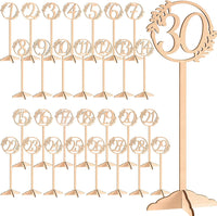 30 Pcs Table Numbers Wedding Table Numbers Wood Table Numbers for Wedding Reception Stands Seat Table Numbers with Holder Base Table Numbers for Wedding Party Event Catering, 1-30
