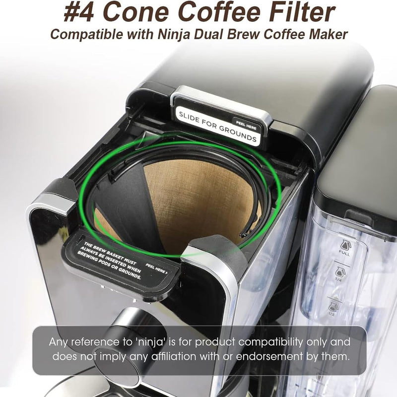 Reusable K Cups For Keurig 1.0 and 2.0 Brewers, 2PC Refillable Coffee Pods and 1 Coffee Filter Basket Cone Coffee Maker Filter #4, Coffee Filter Coffee Machine Accessories for Dual Brew Coffee Makers