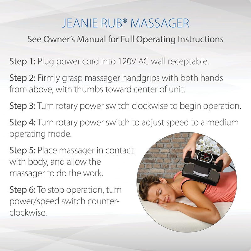 Core Products Jeanie Rub Variable Speed Electric Massager, Full Body Deep Tissue Massage for Muscle Pain, Orbital Action – Fleece Pad Cover Combo