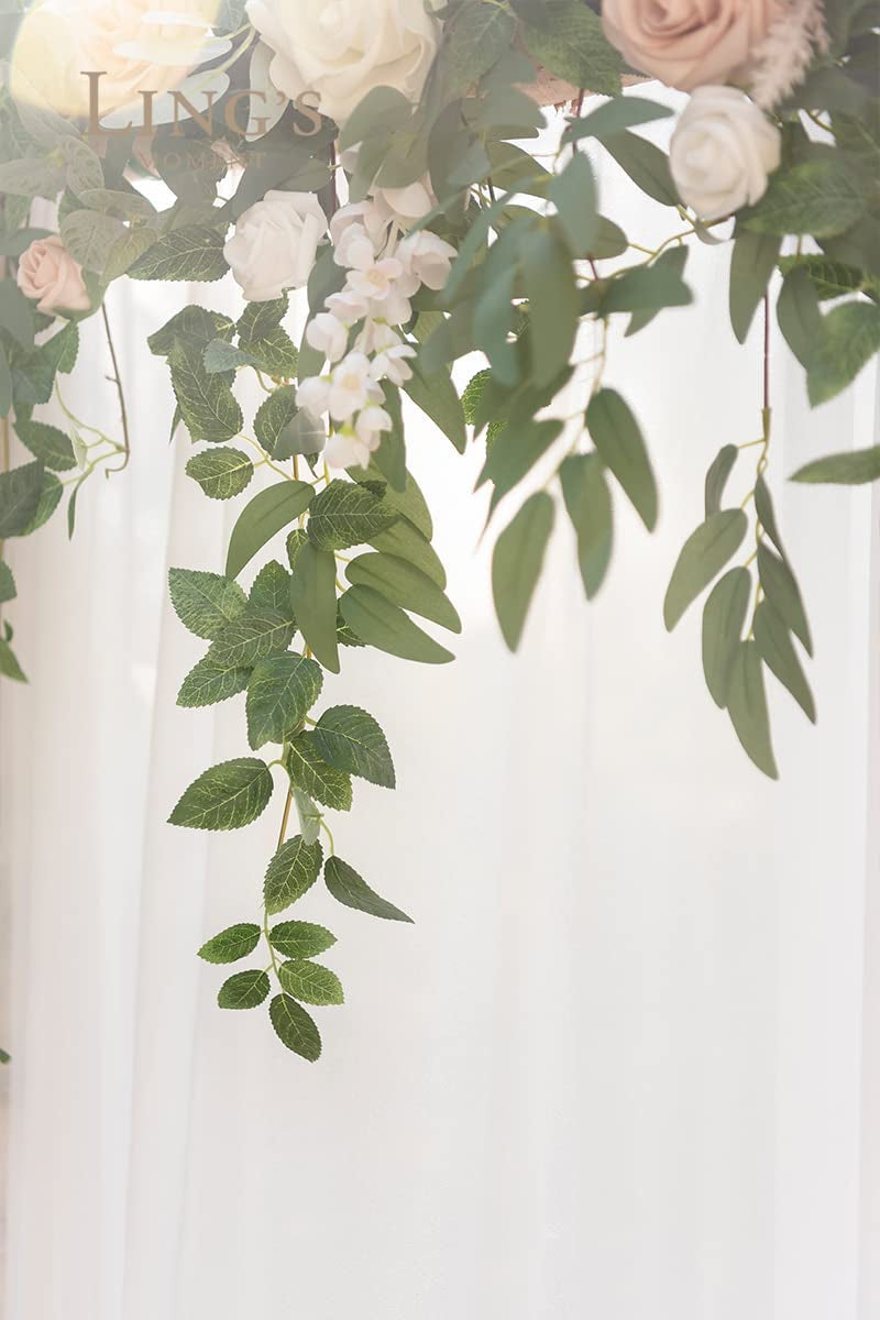 65FT Wedding Backdrop Floral Garland with Hanging Vines and Flowers White  Sage