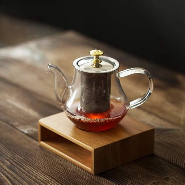 Square Teapot Warmer, Household Bamboo Teapot Heating Warmer Base Teapot Warm Stove Teaware Accessories