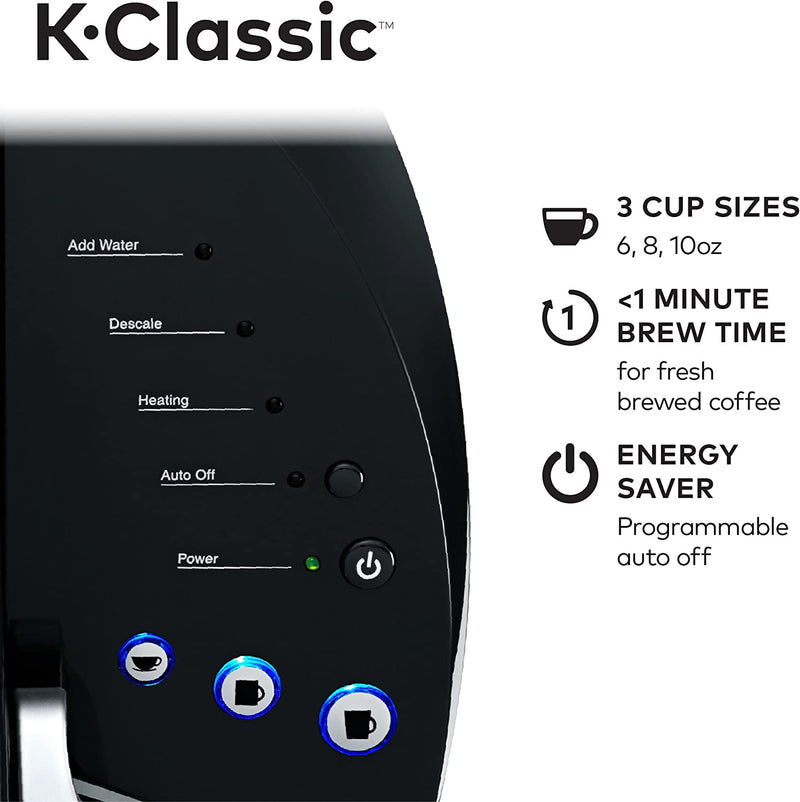 Keurig K-Classic Coffee Maker K-Cup Pod, Single Serve, Programmable, 6 to 10 oz. Brew Sizes, Black