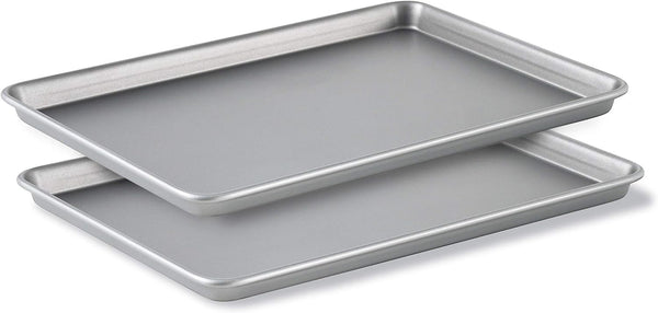 Calphalon Baking Sheets, Nonstick Baking Pans Set for Cookies and Cakes, 12 x 17 in, Set of 2, Silver