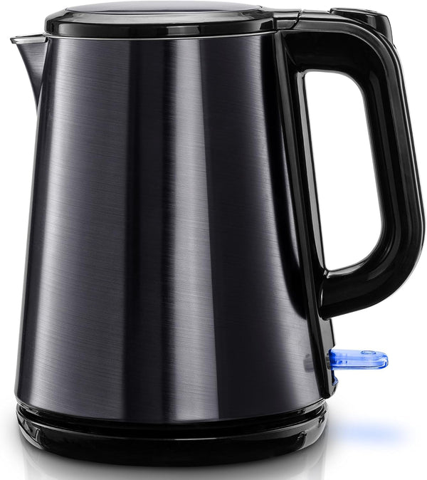 Pukomc Electric Kettle - 1.0L Hot Water Boiler - Stainless Double Wall Tea Kettle, Auto Shut-Off and Boil-Dry Protection, 1000W