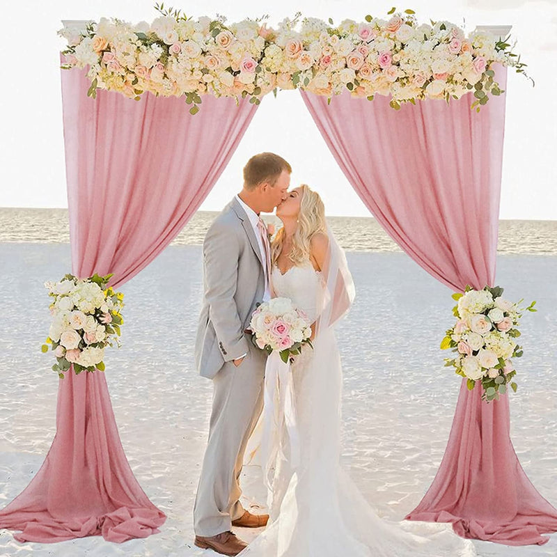 10Ft Dusty Rose Chiffon Backdrop Curtains - WeddingParty Decor - 2 Panels 28x120 Inch