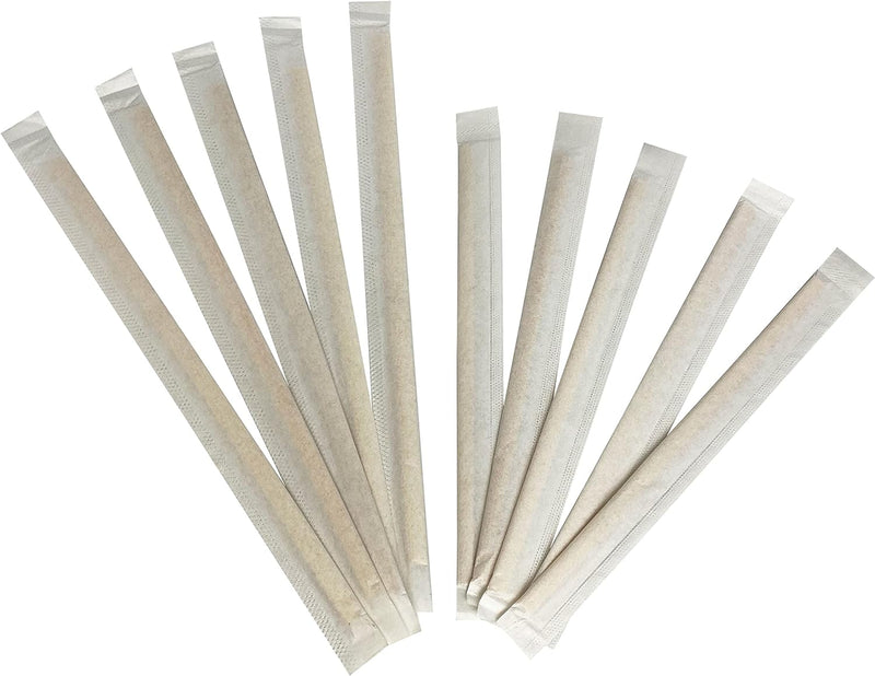 KingSeal Individually Paper Wrapped Bamboo Coffee Stir Sticks, 5.5 inches, Square End, 100% Renewable and Biodegradable - 1 Box of 500 Each