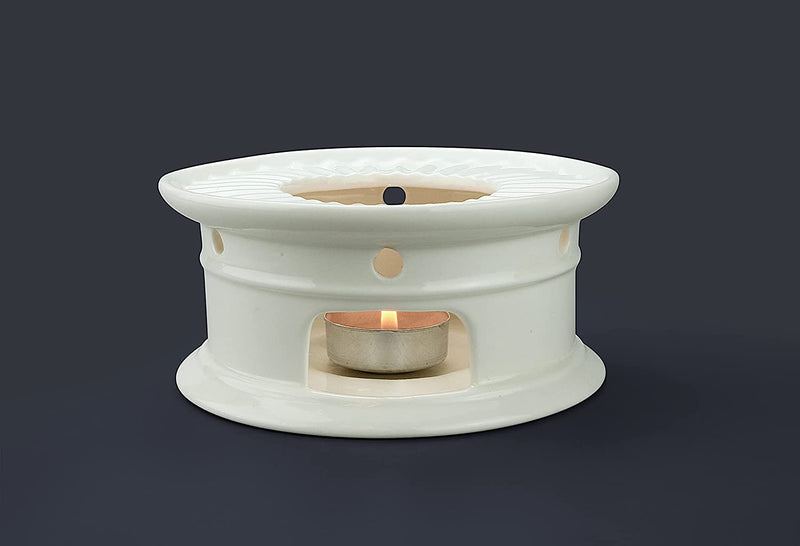 Sun's Tea Universal Ceramic Teapot Warmer | Tea Warmer - Round (Size - 4.25 in / 11 cm Diameter) - Candle Never Flames Out