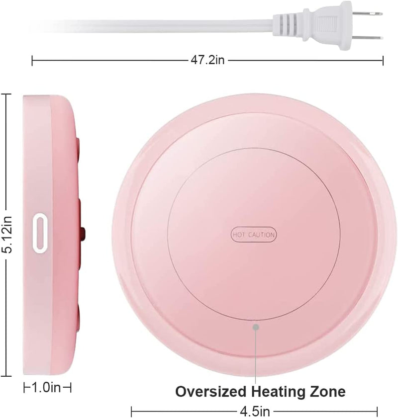 Smart Coffee Warmer, BESTINNKITS Auto On/Off Gravity-Induction Mug Warmer for Office Desk Use, Candle Wax Cup Warmer Heating Plate (Up to 131F/55C) (Pink)