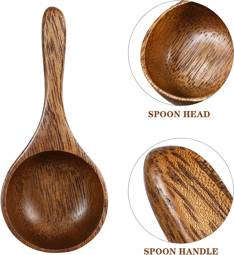 Housoutil 2pcs Wooden Coffee Spoons, Wooden Coffee Ground Spoon Coffee Scoops, Wooden Measuring Tablespoon for Coffee Beans, Ground Beans, Protein Powder, Spices, Tea Scoops for Canisters