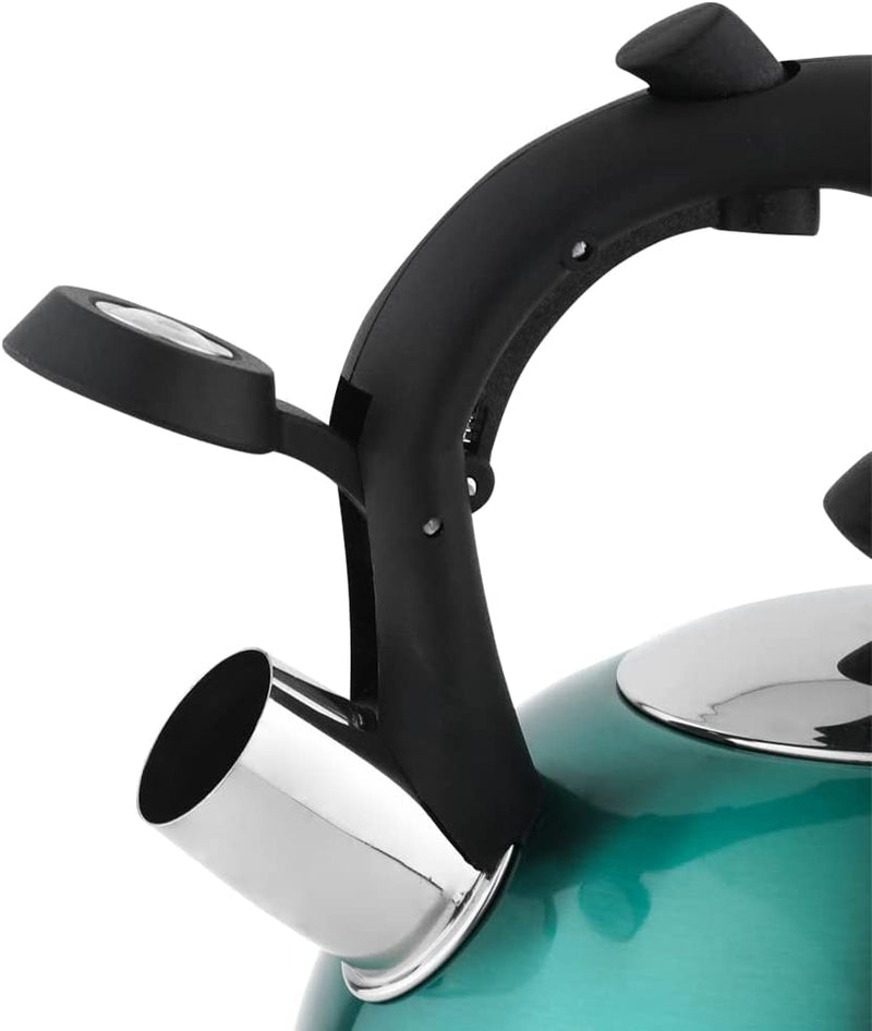 Amazon Basics Stainless Steel Tea Kettle, 2.4-Quart, Teal