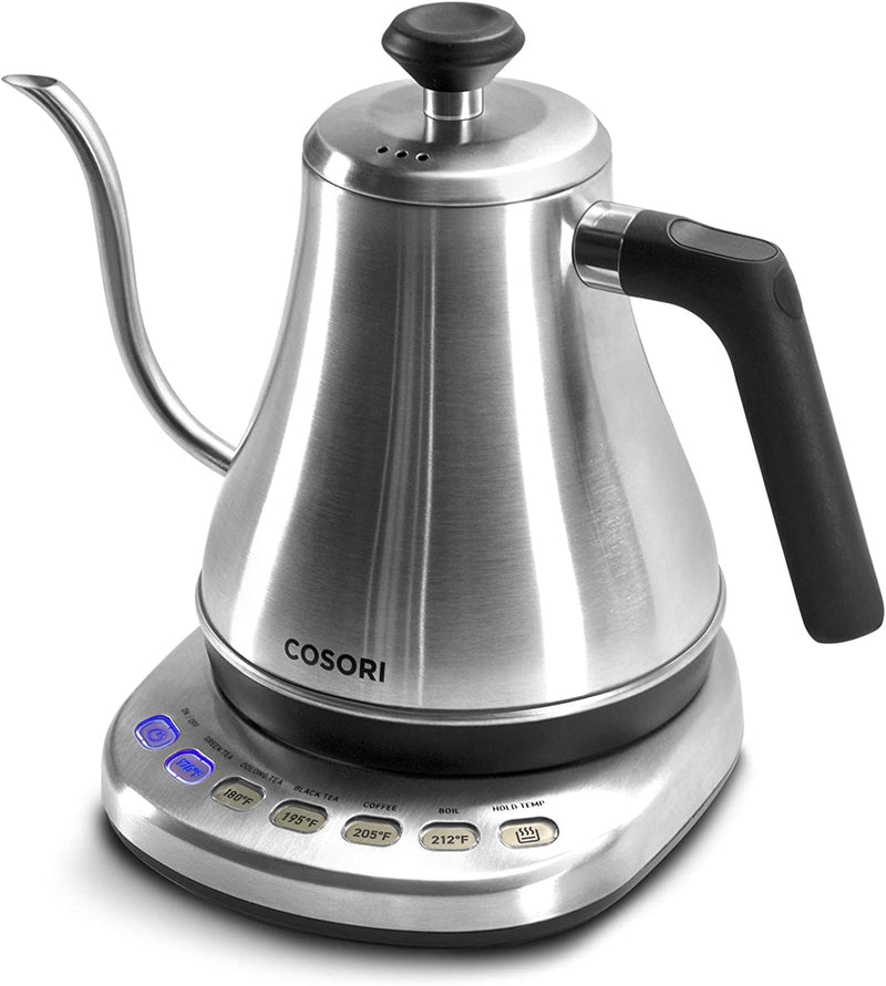 COSORI Electric Gooseneck Kettle with 5 Variable Presets, 100% Stainless Steel Inner Lid & Bottom, 0.8L, Pour Over Coffee Maker with Stainless Steel Filter, 34oz