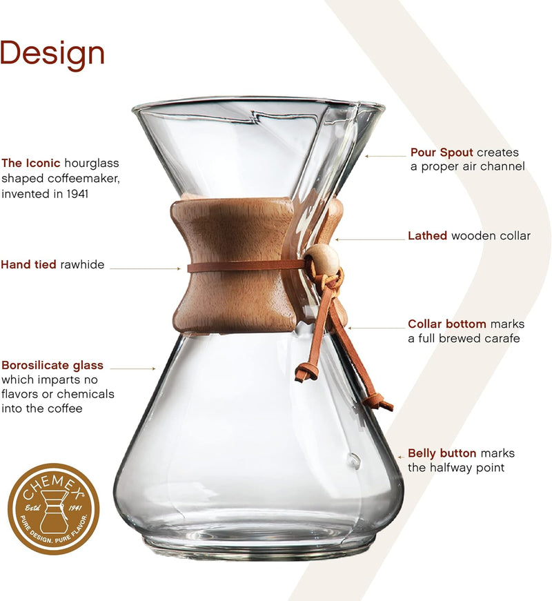 Chemex Bundle - 10-Cup Classic Series - 100 ct Square Filters - Exclusive Packaging