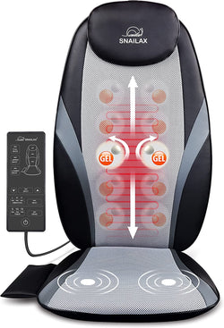 Snailax Shiatsu Back Massager with Heat - Gel Massage Nodes, Deep Kneading Massage Chair Pad Seat Massager Massage Cushion for Home Office Chair use