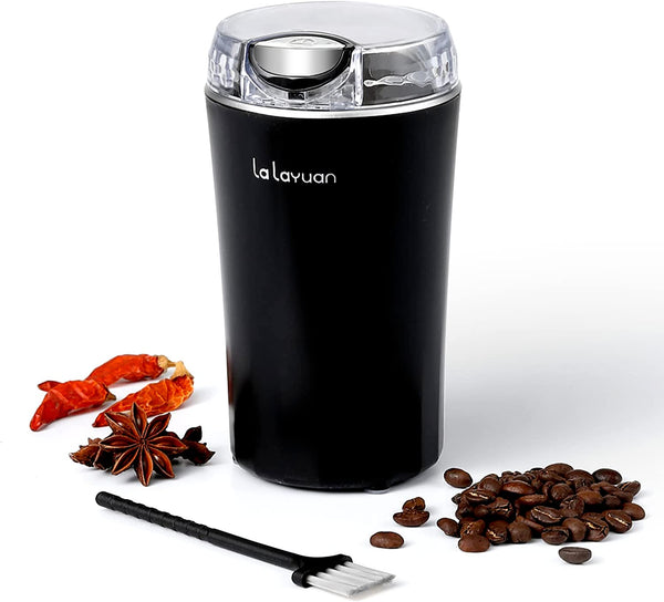 Coffee Grinder Electric,200W Powerful Spice Grinder, Espresso Grinder Herb Grinder Coffee Bean Grinder Electric for Spices,Herbs,Nuts with Brush,One Touch Push-Button Control,12 Cups/2.7oz,Black