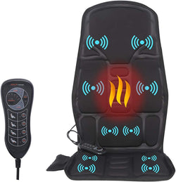 SLOTHMORE IDODO Vibration Back Massage Cushion, Massager Chair Pad with Heat, 10 Vibrating Motors & Heating Therapy to Release Stress and Fatigue for Car Use, Home or Office