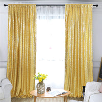 TRLYC Shiny Sequin Backdrop Curtains for Wedding Party Decor (2 Panels, W2 x H8FT,Sliver) Gold